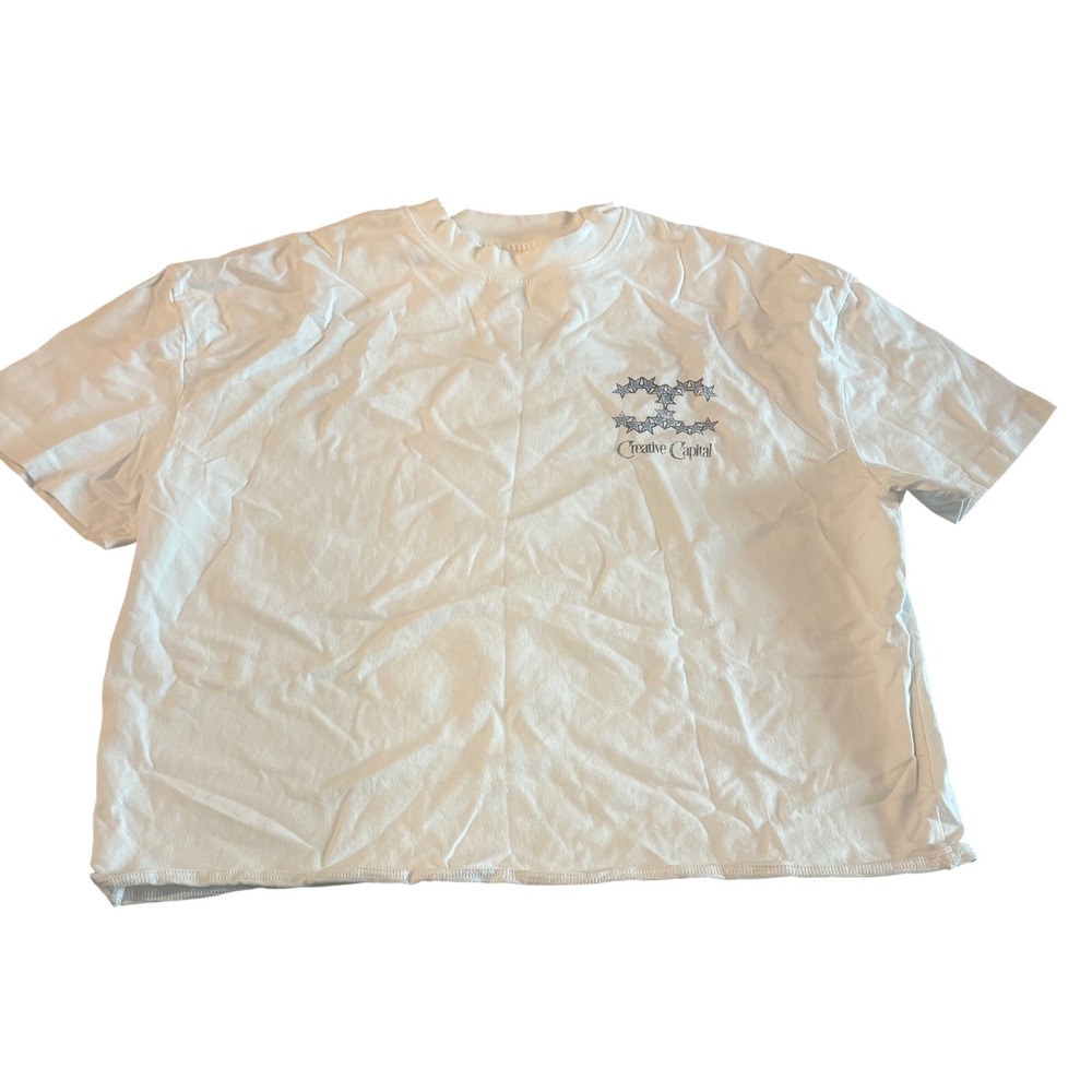 PacSun Creative Capital Graphic Tee White Cropped Star Logo T-Shirt Medium